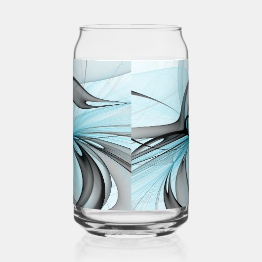 Abstract Anthracite Gray Blue Modern Fractal Art Blikvorm Glas (Links)