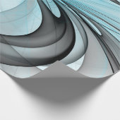 Abstract Anthracite Gray Blue Modern Fractal Art Cadeaupapier (Hoek)