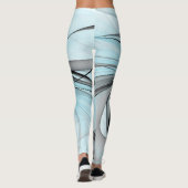 Abstract Anthracite Gray Blue Modern Fractal Art Leggings (Achterkant)