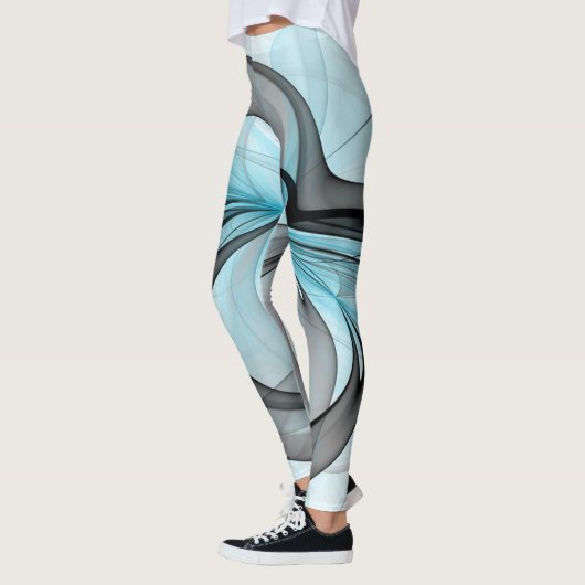 Abstract Anthracite Gray Blue Modern Fractal Art Leggings (Links)