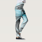 Abstract Anthracite Gray Blue Modern Fractal Art Leggings (Rechts)
