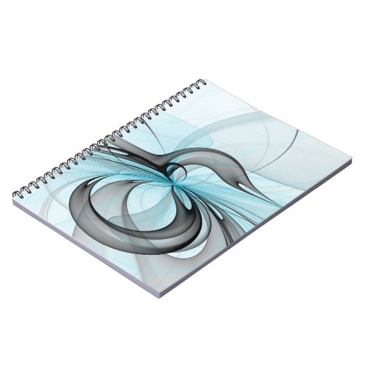Abstract Anthracite Gray Blue Modern Fractal Art Notitieboek (Linkerzijde)