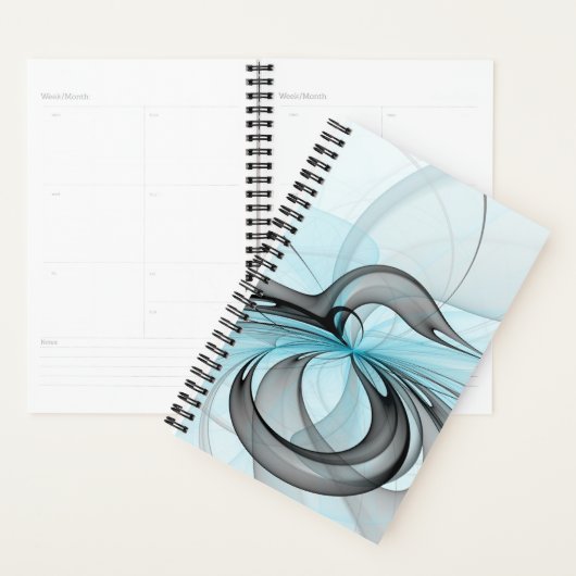 Abstract Anthracite Gray Blue Modern Fractal Art Planner (Display)