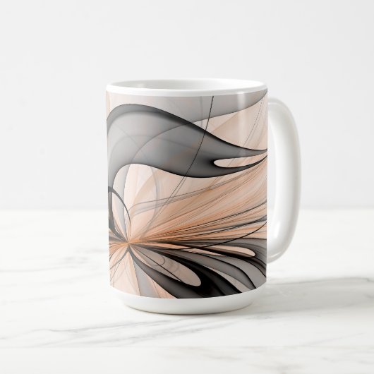 Abstract Anthracite Gray Sienna Modern Fractal Art Koffiemok (Voorkant rechts)