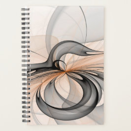 Abstract Anthracite Gray Sienna Modern Fractal Art Planner