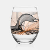 Abstract Anthracite Gray Sienna Modern Fractal Art Wijnglas Zonder Voet (Achterkant)