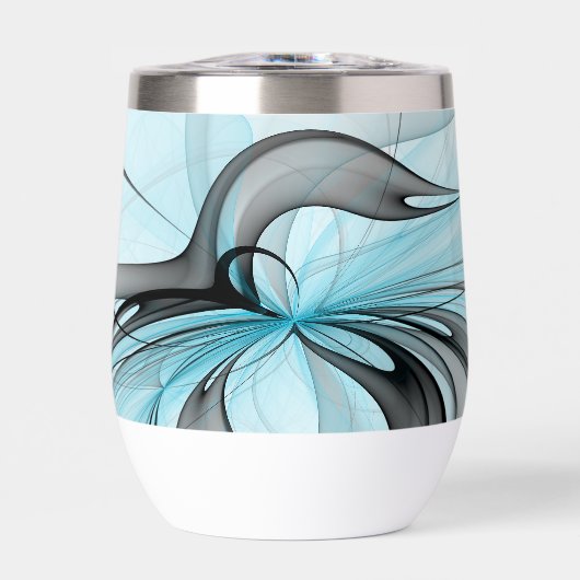 Abstract Antraciet Grijs Blauw Moderne Fractale Ku (Voorkant)