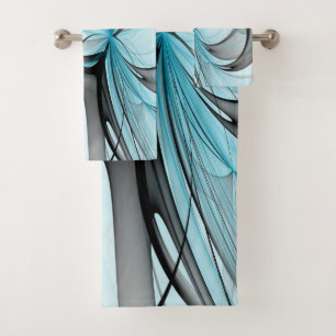 Abstract Antraciet Grijs Blauw Moderne Fractale Ku Bad Handdoek