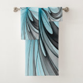 Abstract Antraciet Grijs Blauw Moderne Fractale Ku Bad Handdoek (Insitu)