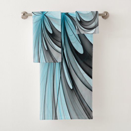 Abstract Antraciet Grijs Blauw Moderne Fractale Ku Bad Handdoek (Insitu)