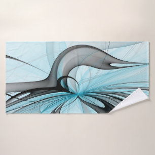Abstract Antraciet Grijs Blauw Moderne Fractale Ku Badhanddoek