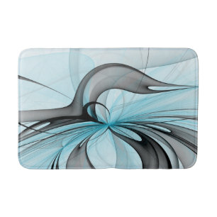 Abstract Antraciet Grijs Blauw Moderne Fractale Ku Badmat