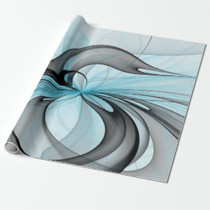 Abstract Antraciet Grijs Blauw Moderne Fractale Ku Cadeaupapier