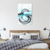 Abstract Antraciet Grijs Blauw Moderne Fractale Ku Canvas Afdruk (Insitu (Slaapkamer))