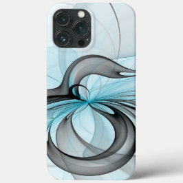 Abstract Antraciet Grijs Blauw Moderne Fractale Ku Case-Mate iPhone Case