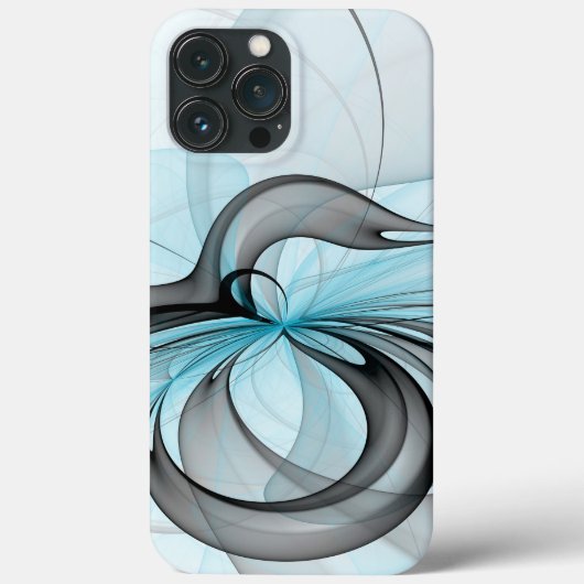 Abstract Antraciet Grijs Blauw Moderne Fractale Ku Case-Mate iPhone Case (Achterkant)