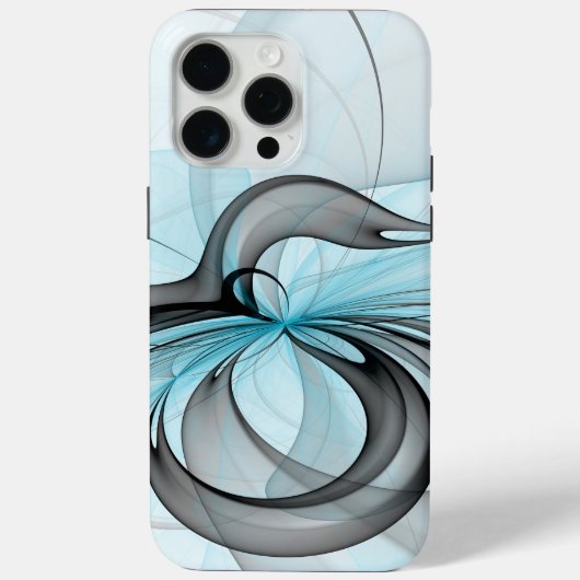Abstract Antraciet Grijs Blauw Moderne Fractale Ku Case-Mate iPhone Case (Achterkant)