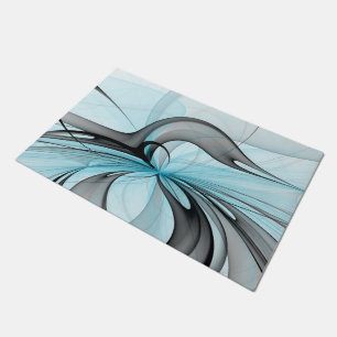 Abstract Antraciet Grijs Blauw Moderne Fractale Ku Deurmat
