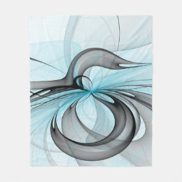 Abstract Antraciet Grijs Blauw Moderne Fractale Ku Fleece Deken