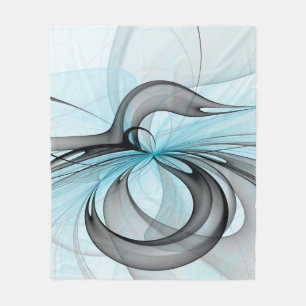 Abstract Antraciet Grijs Blauw Moderne Fractale Ku Fleece Deken