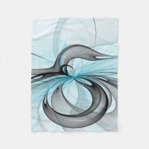 Abstract Antraciet Grijs Blauw Moderne Fractale Ku Fleece Deken