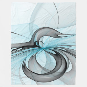 Abstract Antraciet Grijs Blauw Moderne Fractale Ku Fleece Deken