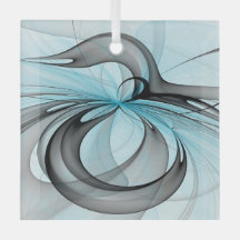 Abstract Antraciet Grijs Blauw Moderne Fractale Ku