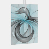 Abstract Antraciet Grijs Blauw Moderne Fractale Ku Glas Ornament (Voorkant Rechts)