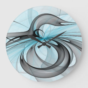 Abstract Antraciet Grijs Blauw Moderne Fractale Ku Grote Klok
