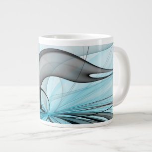 Abstract Antraciet Grijs Blauw Moderne Fractale Ku Grote Koffiekop