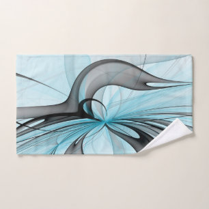 Abstract Antraciet Grijs Blauw Moderne Fractale Ku Handdoek