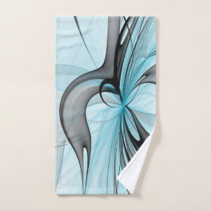 Abstract Antraciet Grijs Blauw Moderne Fractale Ku Handdoek