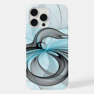 Abstract Antraciet Grijs Blauw Moderne Fractale Ku iPhone 15 Pro Max Case