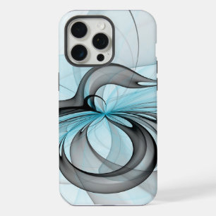 Abstract Antraciet Grijs Blauw Moderne Fractale Ku iPhone 15 Pro Max Case