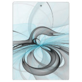 Abstract Antraciet Grijs Blauw Moderne Fractale Ku Klembord (Achterkant)
