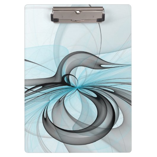 Abstract Antraciet Grijs Blauw Moderne Fractale Ku Klembord (Voorkant)