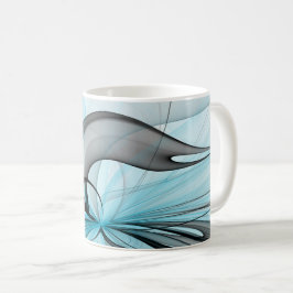 Abstract Antraciet Grijs Blauw Moderne Fractale Ku Koffiemok