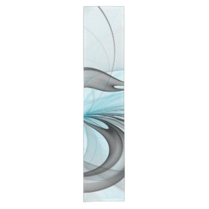 Abstract Antraciet Grijs Blauw Moderne Fractale Ku Korte Tafelloper