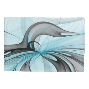 Abstract Antraciet Grijs Blauw Moderne Fractale Ku Kussensloop