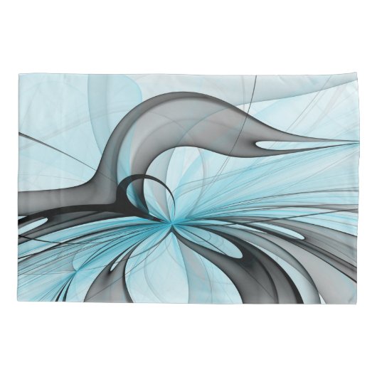 Abstract Antraciet Grijs Blauw Moderne Fractale Ku Kussensloop (Achterkant)
