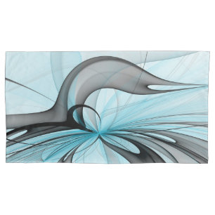 Abstract Antraciet Grijs Blauw Moderne Fractale Ku Kussensloop
