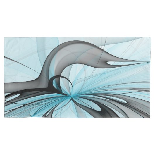 Abstract Antraciet Grijs Blauw Moderne Fractale Ku Kussensloop (Voorkant)