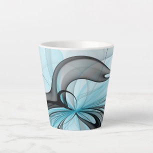 Abstract Antraciet Grijs Blauw Moderne Fractale Ku Latte Mok