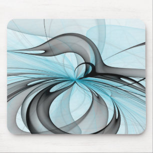 Abstract Antraciet Grijs Blauw Moderne Fractale Ku Muismat