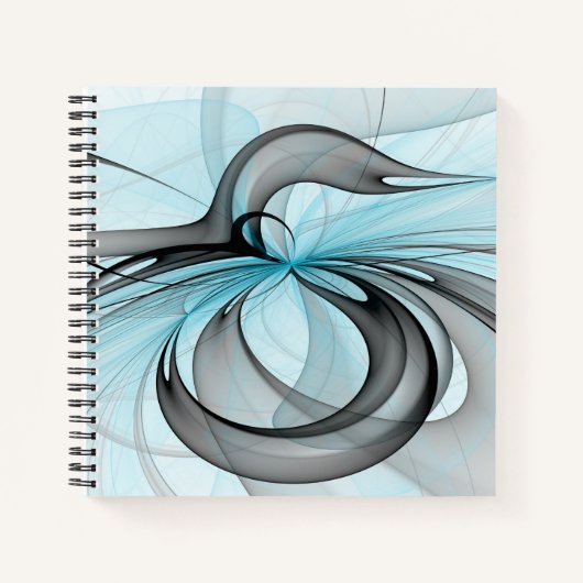 Abstract Antraciet Grijs Blauw Moderne Fractale Ku Notitieboek (Voorkant)