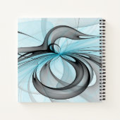 Abstract Antraciet Grijs Blauw Moderne Fractale Ku Notitieboek (Achterkant)