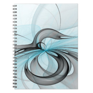 Abstract Antraciet Grijs Blauw Moderne Fractale Ku Notitieboek
