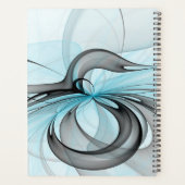Abstract Antraciet Grijs Blauw Moderne Fractale Ku Planner (Achterkant)