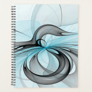 Abstract Antraciet Grijs Blauw Moderne Fractale Ku Planner
