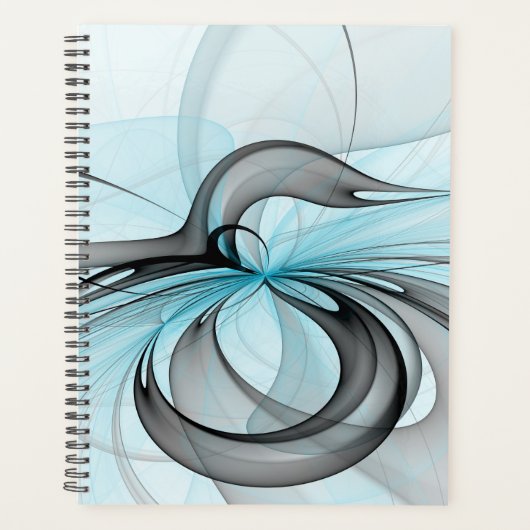 Abstract Antraciet Grijs Blauw Moderne Fractale Ku Planner (Voorkant)